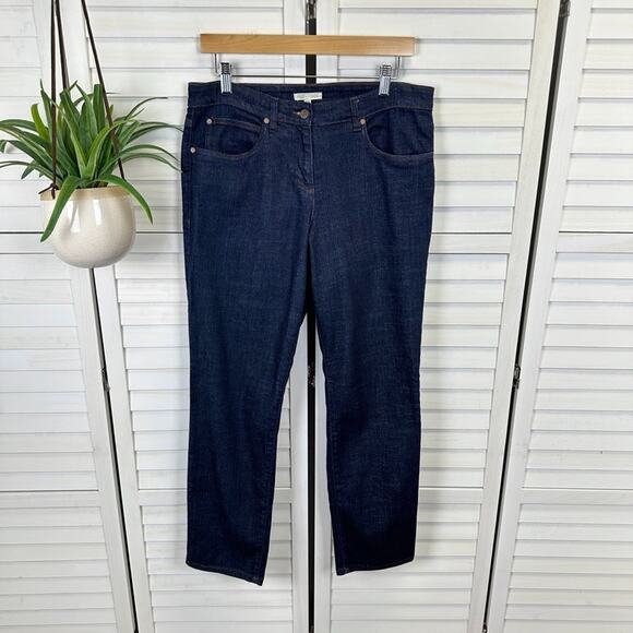 Eileen Fisher Organic Cotton Stretch Ankle Jean Dark Wash Blue‎ Pants Size 12 - Picture 1 of 9
